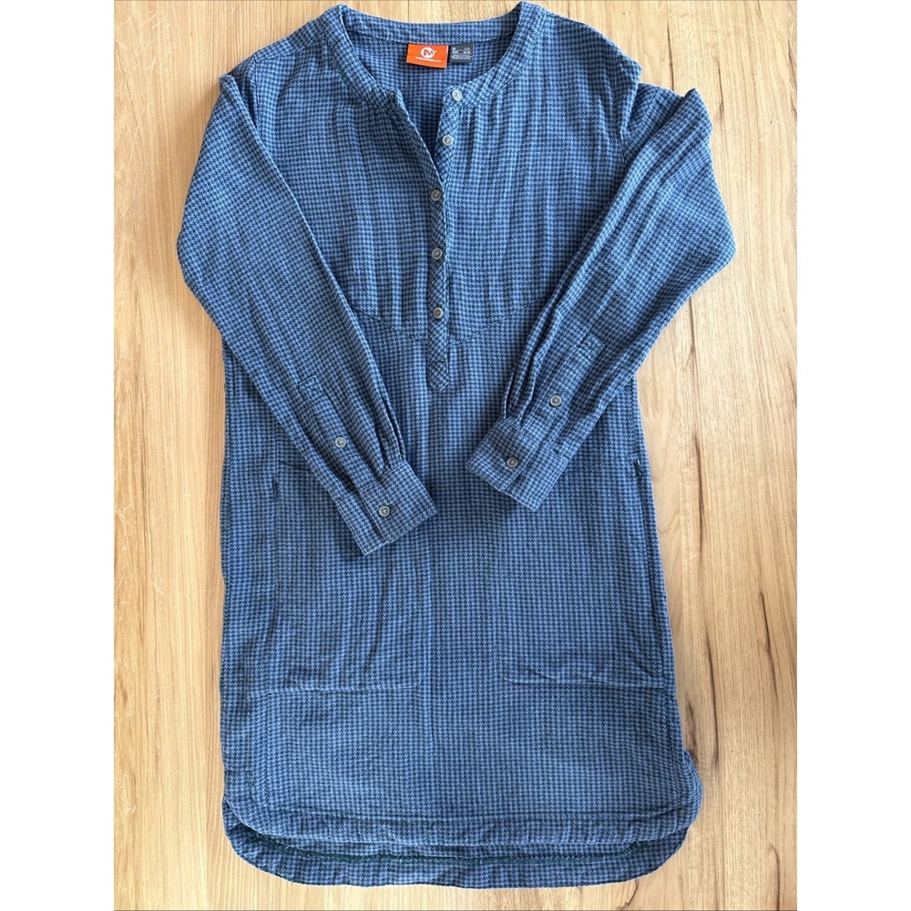 Merrell Womens Small Sweater Dress Long Sleeve Stretch Blue Knee Length